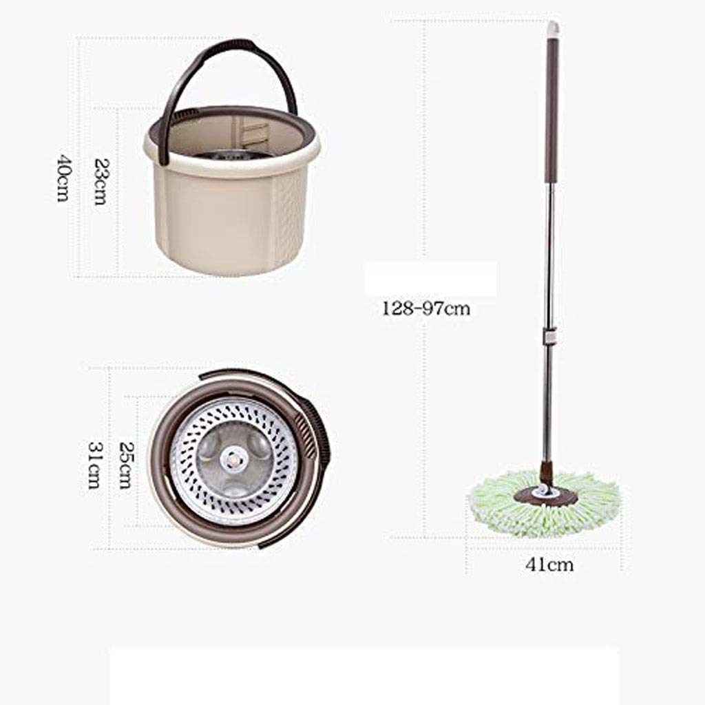 Fregona giratoria, fregona giratoria de 360 Grados con Mango extendido, Cesta de Drenaje de Acero Inoxidable, 2 recambios de Cabezal de Microfibra adicionales
