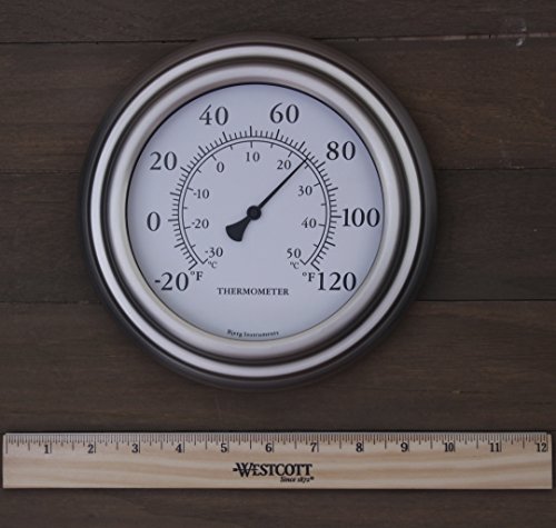 8" Satin Nickel Finish Decorative Indoor / Outdoor Thermometer #TOP4