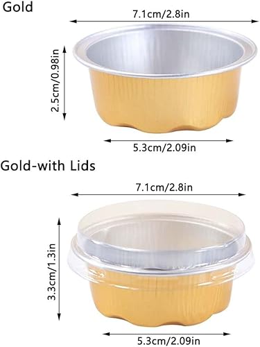 Miniatura 3 de Juego de 100 tazas de papel de aluminio para hornear, 1.8 onzas, desechables, mini muffins, postres, cupcakes con tapas, para pudín, fiesta,