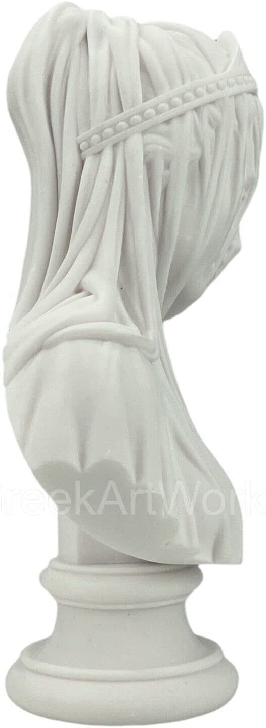 Statua in marmo fuso Monti 1875 con busto della fanciulla velata
