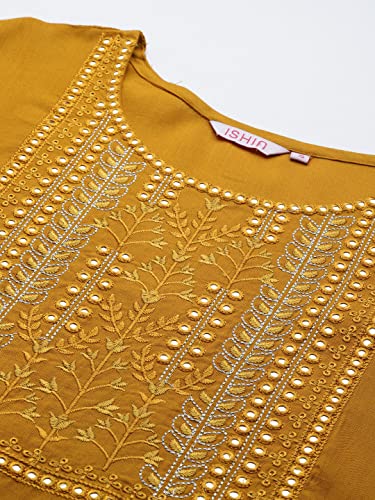 Image of ishin Women's Viscose Straight Embellished Straight Kurta