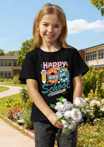 Image of Ithalt 100 Days of School Shirt for Kids Boys Girls Happy 100th Day of School Tshirt Kindergarten Tops 4-11y