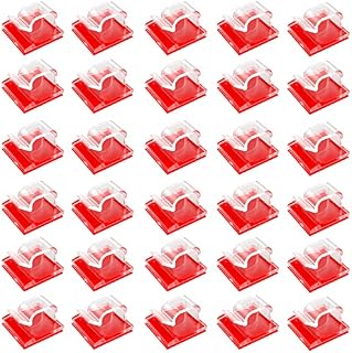 30PCS Cable Clips Self Adhesive Cable Clips Organizer Cable Wire Management for Desk Wall Workshop Home Office Outdoors Christmas Decorations Fairy Light Y4-KTYXK (Transparent)
