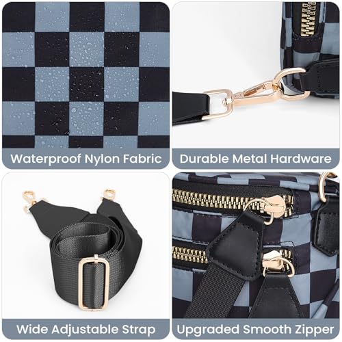 Image of Lushandy Bum Bag Checkered Crossbody Bag Mom Everyday Purse | Roomy Space, Wipe Clean, Wide Strap