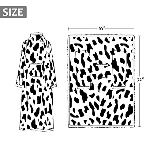 Image of Catalonia Sherpa Wearable Blanket with Sleeves Arms, Super Soft Warm Comfy Large Fleece Plush Sleeved TV Throws Wrap Robe Blanket for Adult Women and Men, Cow