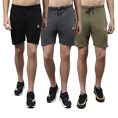 Image of Mack Jonney Regular fit Cotton Shorts for Men (Pack of 3)-D11 BLK ANT OLV 03-P