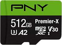 PNY P-SDU512V32100PX-GE 512GB Premier-X Class 10 U3 V30 microSDXC Cartão de memória flash, preto