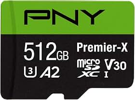 PNY P-SDU512V32100PX-GE 512GB Premier-X Class 10 U3 V30 microSDXC Cartão de memória flash, preto
