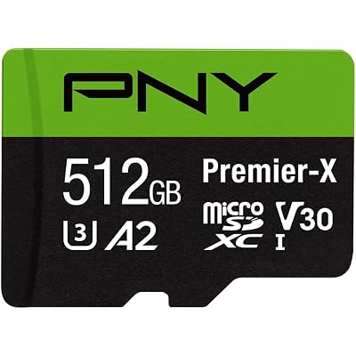 PNY P-SDU512V32100PX-GE 512GB Premier-X Class 10 U3 V30 microSDXC Flash Memory Card, Black