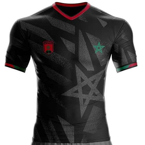 Marruecos MC-34 Fútbol Bandera marroquí, Negro , XXL
