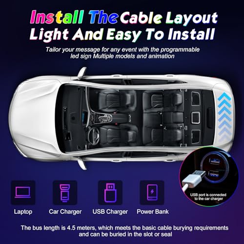 Matriz LED programable USB con ojos de diablo dinamicos y pantalla impermeable flexible para coche 7