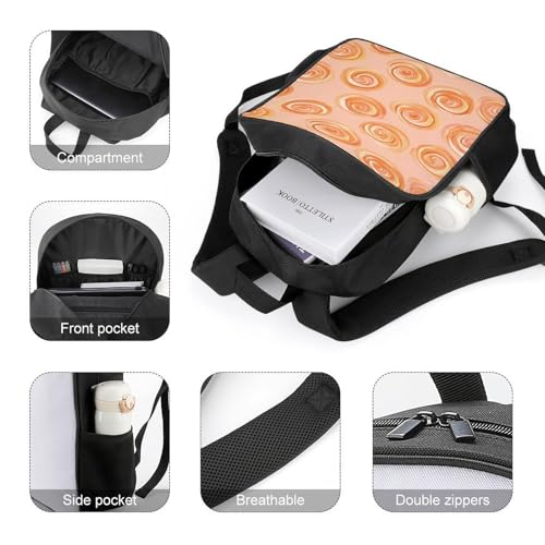 Cinnamon Buns in Peach Travel Backpack Casual Daypack Shoulder Bag with Adjustable Shoulder Straps for Hiking4
