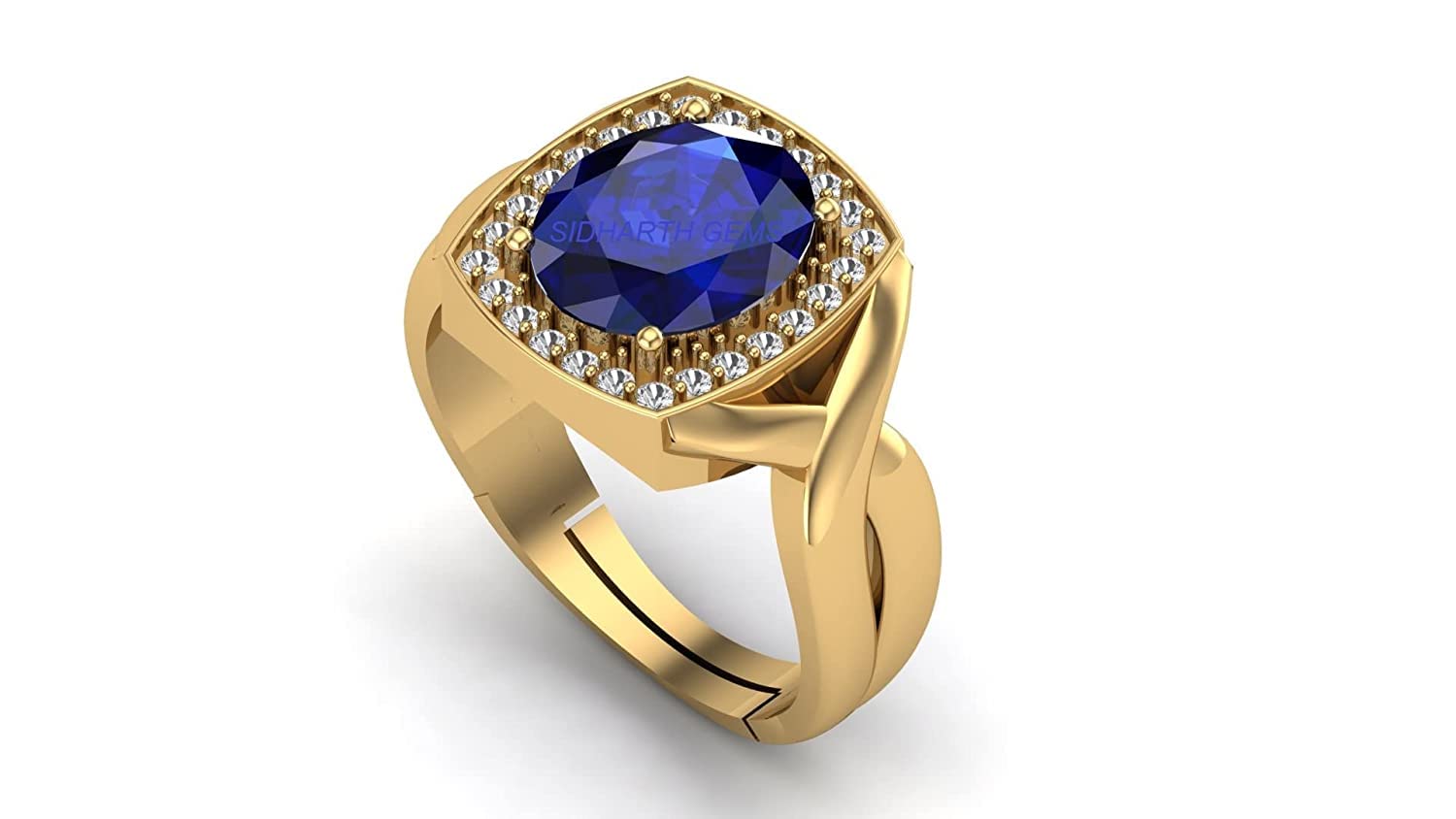 Unheated Untreatet 2.00 Carat AAA+ Quality Natural Blue Sapphire Neelam Gold Plated Adjustable Gemstone Ring for Women's and Men's (Lab - Certified)-image-15