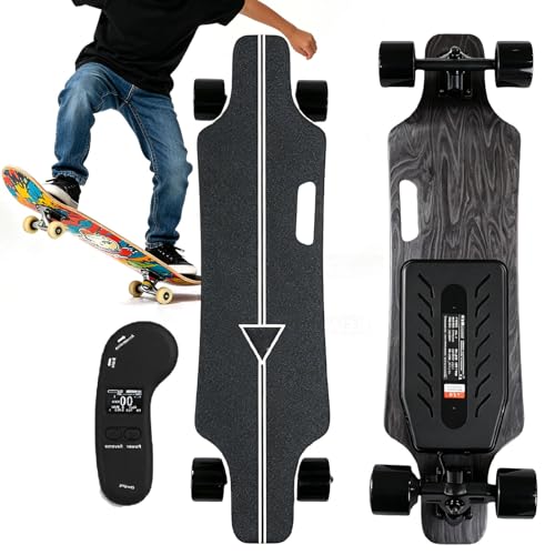 Sushangmao Skateboard Eléctrico/Longboard Eléctrico con Mando De 4 Velocidades – Motor 700W, Velocidad 25-50 Km/H, Estabilidad De Plataforma De 7 Capas De Arce, Carga Máxima 150 Kg Single-Drive-30km