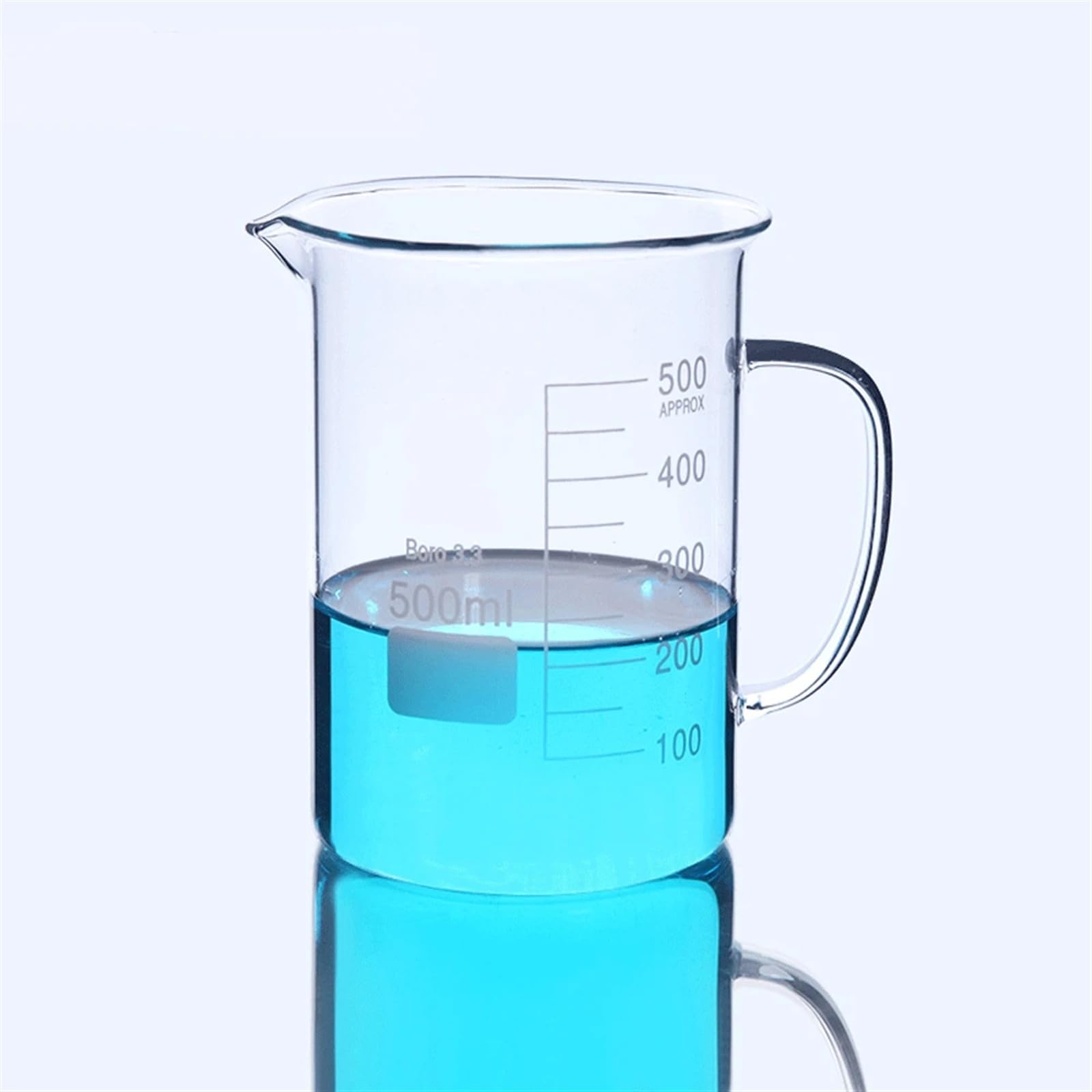 250 400 500 600 800 Vaso de vidrio de 1000 ml con mango Experimento químico de cristalería de laboratorio(Size:200ml 2 PCS)