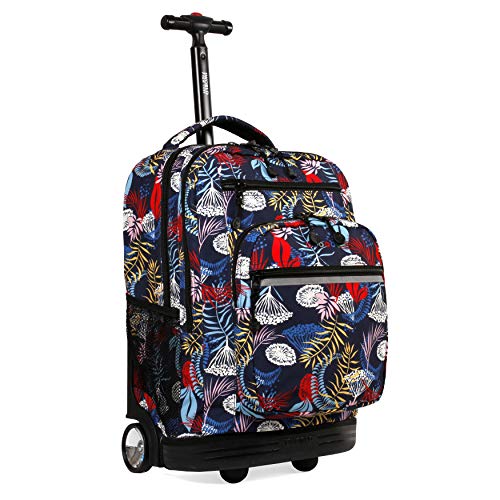 🔥 Cashback up to 70% J World New York Sundance Rolling Backpack Girl Boy Roller Bookbag, Botanic, One Size