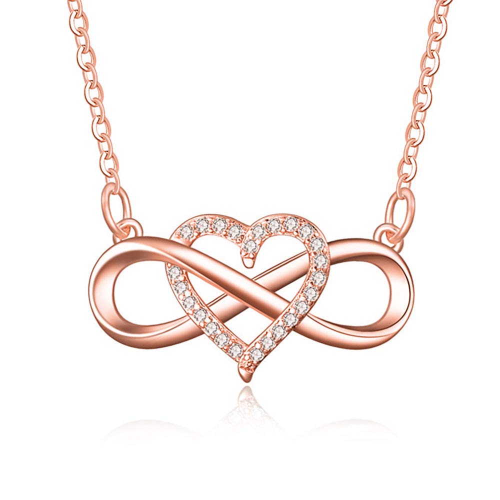 Shareky Infinity Heart Necklace Cubic Zirconia Love Pendant Necklace Gift for Women Monther Wife Girlfriend