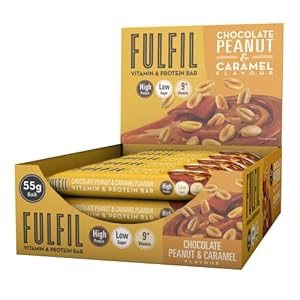 FULFIL Vitamin and Protein Bars (15 x 55 g Bars) – Chocolate Peanut & Caramel Flavour – 20 g High Protein, 9 Vitamins, Low Sugar