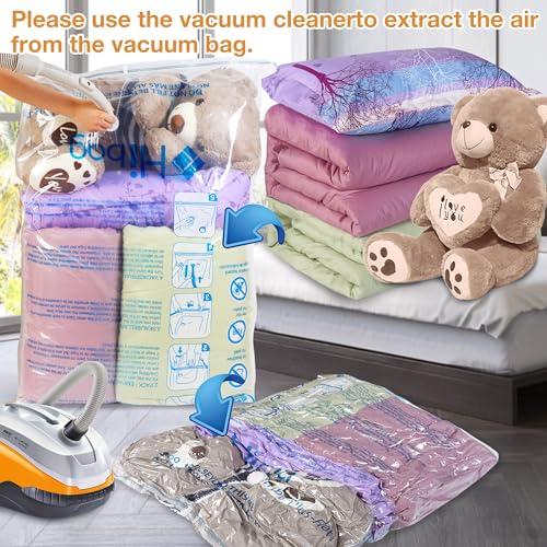 Image of XXL Jumbo 47''X35'' Vacuum Storage Space Saver Bags Extra Large for Blanket, Bedding, Comforters (8 Pack)