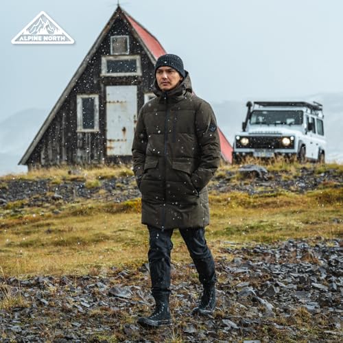 Image of ALPINE NORTH Jasper Men's Vegan Down Winter Coat - Warm Insulated Puffer Coat with Hood For Men