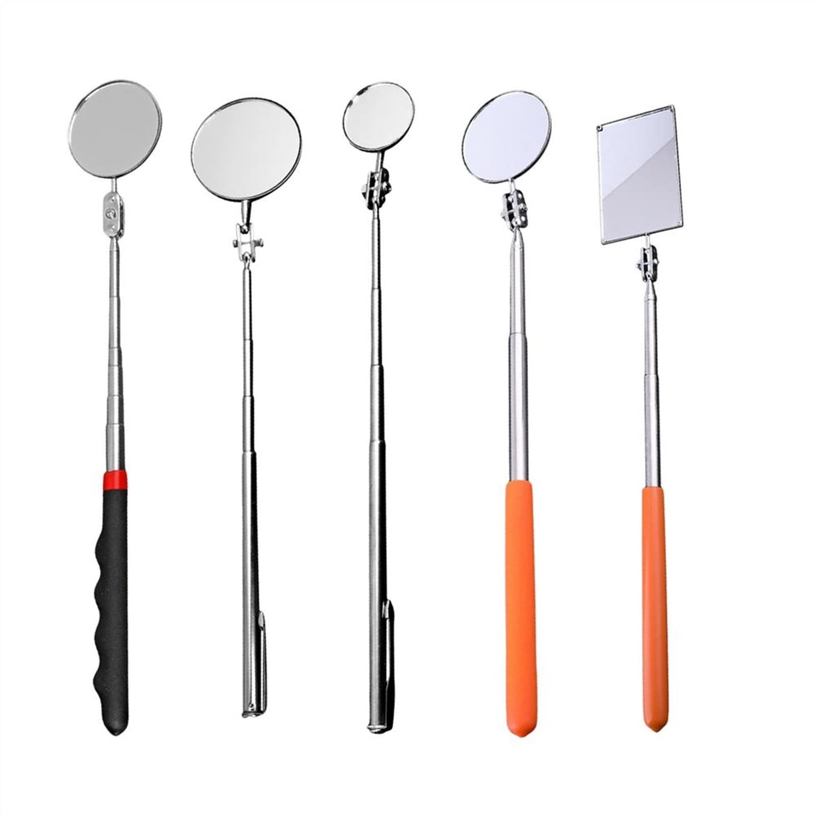Miroirs d'inspection télescopiques Miroir d'inspection télescopique pour véhicule Miroir d'inspection Rotatif à 360 degrés avec Cadre en métal de 50 mm (Argent)