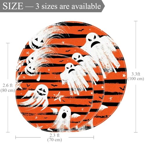 Tapis de salle de bain Halloween rond anti-glisse pour carrelage humide