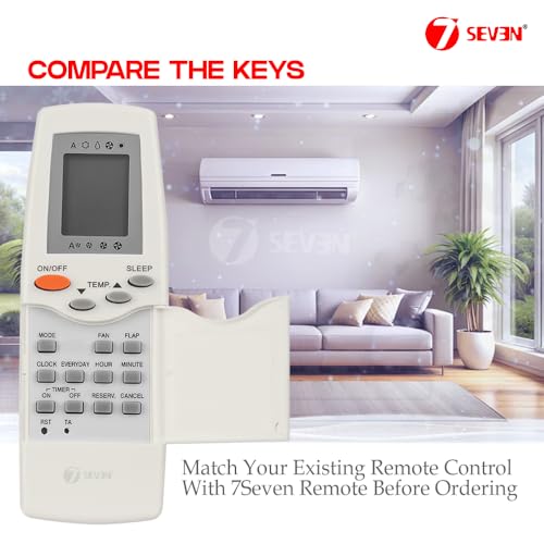 Image of 7SEVEN Compatible with Carrier AC Remote Control RFL-0601EHL | RFL-0301 Model 91 Suitable for Split & Window 1 1.5 2 Ton AC Remote - Match Remote Keys Exactly to Replicate Genuine Remote Function