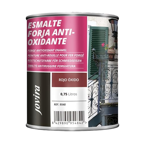 JOVIRA PINTURAS Esmalte Forja Antioxidante al Disolvente. Protección y decoración sobre hierro. (750 Mililitros, Rojo Oxido)