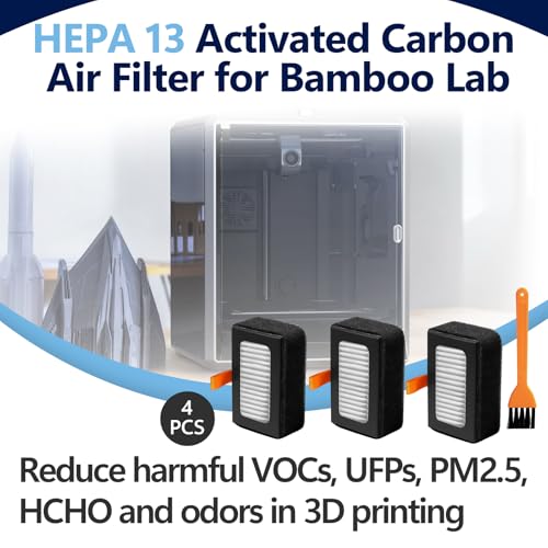 3Pcs HEPA 13 P1S Filter and 1Pcs Cleaning Tool, Replacement Filter for Bambu Lab X1C/X1/P1S/P1P, Activated Carbon Air P1S HEPA Filter for 3D Printers