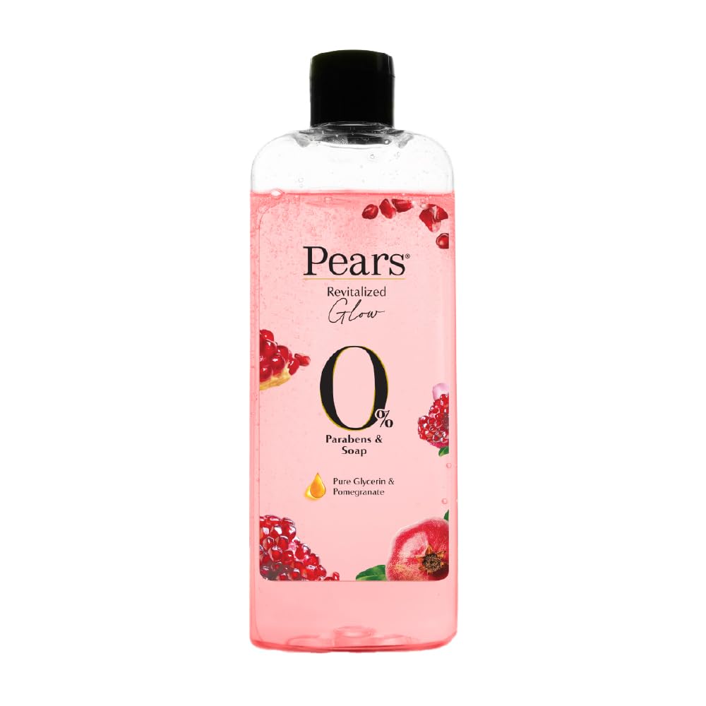 Pears 98% Pure Glycerin Revitalized Glow Body Wash with Pomegranate and 0% Parabens & Soap for a Revitalized Glow, 250ml