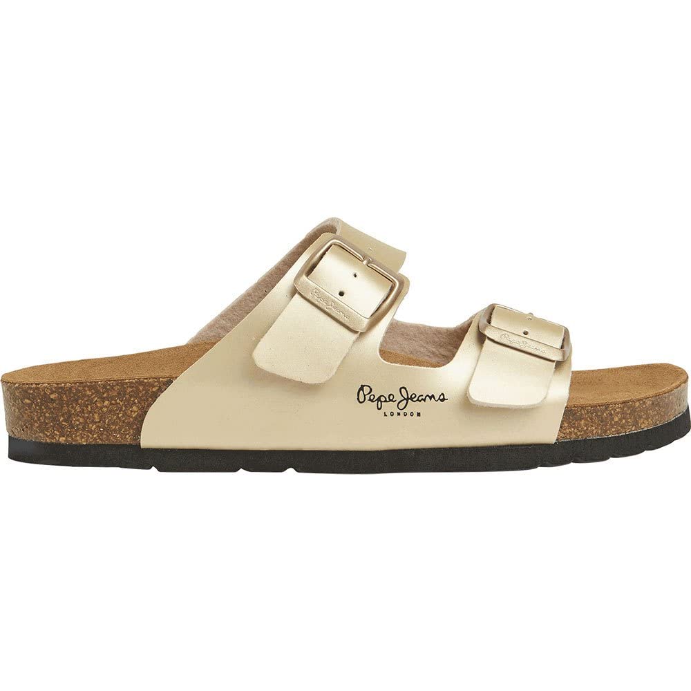 Pepe Jeans Oban Classic Mules With Double Straps Women's Gold-Coloured Size 39