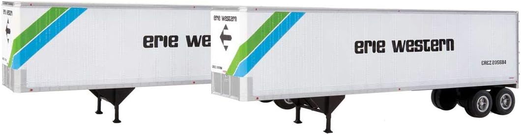 Walthers HO Scale 40' Trailmobile Trailer 2-Pack Erie Western (White/Black/Blue)