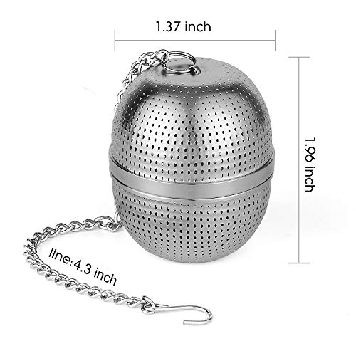 Yeosen Tea Infuser Ball - Tea Strainer Ball For Loose Leaf Tea, Spice Infuser Stainless Steel Mesh, Fine Threaded Connection, 4.3 Inch Chain With Drip Tray #TOP6