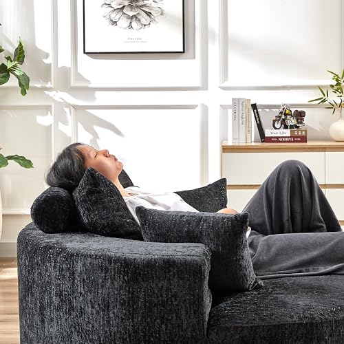 Sillón Plegable Chenille Negro miniatura 4