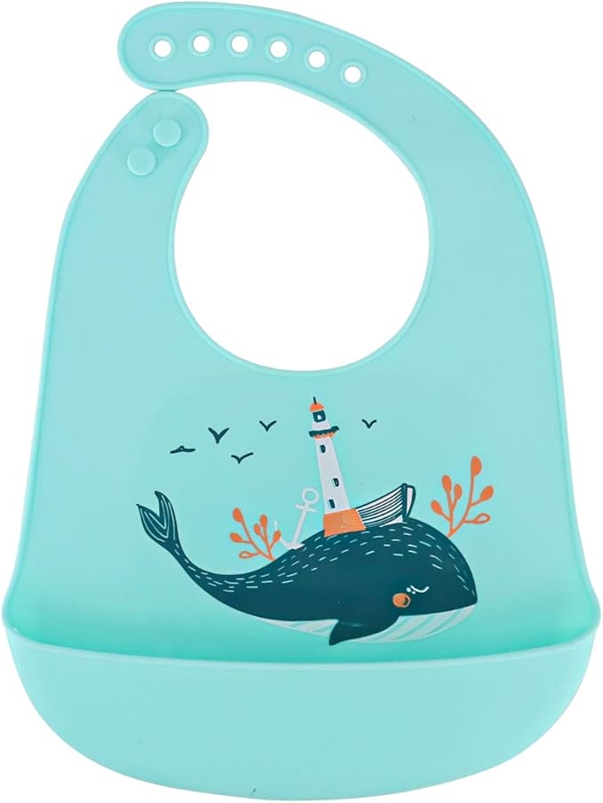 Silicone Weaning Bibs, 6 Adjustable Sizes, Waterproof Silicone Bibs for