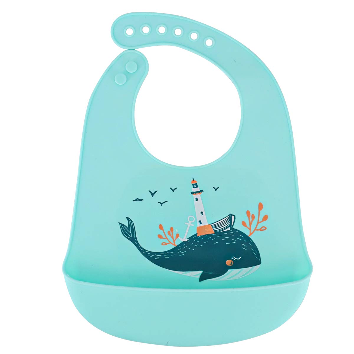 Silicone Weaning Bibs, 6 Adjustable Sizes, Waterproof Silicone Bibs for Toddler Infant Babies