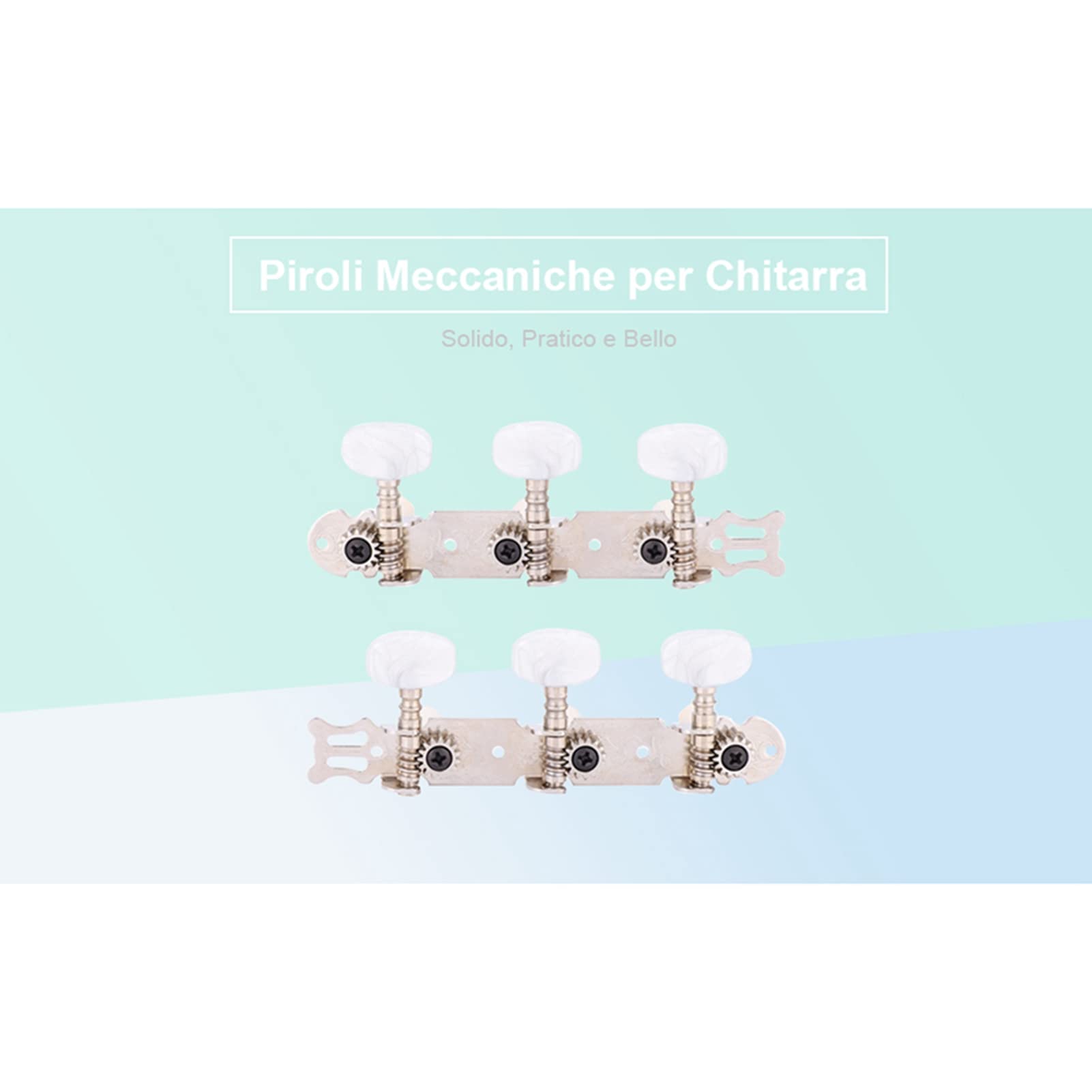 Set De Mécaniques D'accordage Pour Guitare Classique 3+3 Bnineteenteam, Argent, Avec Vis, 12.2cm