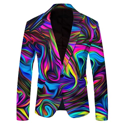 Herren Blazer Langarm Bunt Sakko Anzugjacket Funky Anzug Suit Neon Farbigen Blazer Sakko LGBT Pride Stolzmonat Jackett Abschlussball Stylish Jackets Freizeit Karneval Kostüm Männer