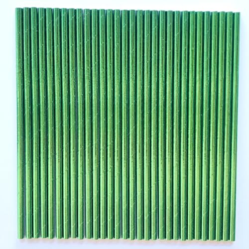 100 pitillos de papel verde metálico biodegradables miniatura 1