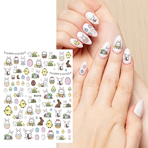 6 Sheets Easter Nail Art Sticker Decals, 3D Easter Egg Rabbit Nail Art Decals, Self-Adhesive Easter Bunny Nail Art Decoration #TOP2