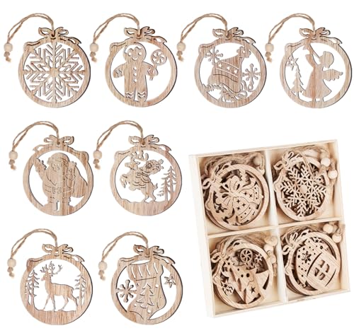 Anstore Weihnachtsanhänger, 12 Stück Holz Anhänger...