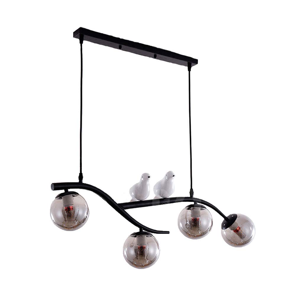 G9 Semplice Moderno Designer Lampadario,Creativo Lampada Da Tavolo Da Pranzo,Lampade Nordiche,Sala Da Pranzo Studiare Bar Soggiorno Sala Da Pranzo-Nero. Copertura in vetro fuliggine