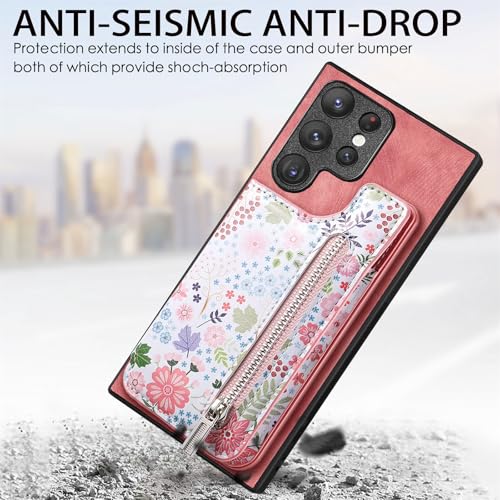 Étui pour Samsung Galaxy A36 marron housse portefeuille en cuir floral - 3