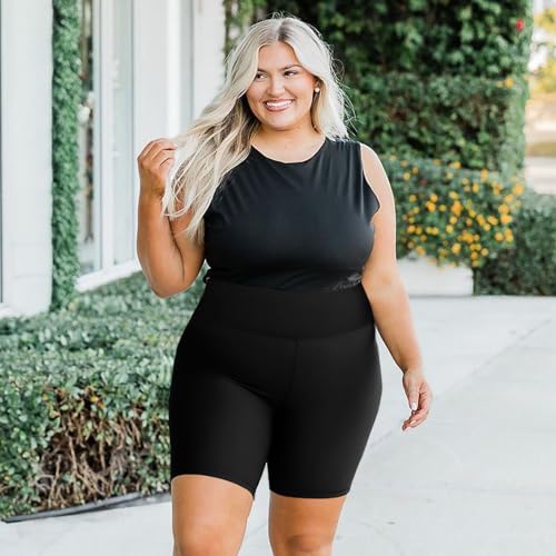 we fleece Plus Size 8" Biker Shorts with Pockets - High Waisted Spandex Yoga Shorts for Women, Workout Gym Cycling Athletic4