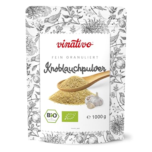 vinativo Knoblauchpulver BIO – fein granuliert – 1kg – Knoblauch gemahlen – Bio-Qualität – aus kontrolliert biologischem Anbau
