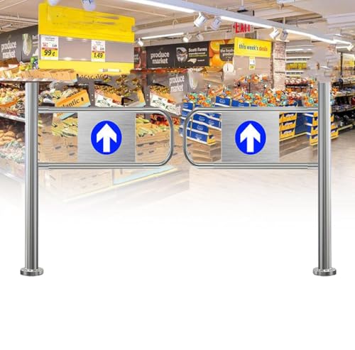Puerta batiente automática, puerta de acceso peatonal de 160 x 100 cm para almacén, supermercado y pasillos de fábrica, solución duradera de entrada/salida con función de cierre automático