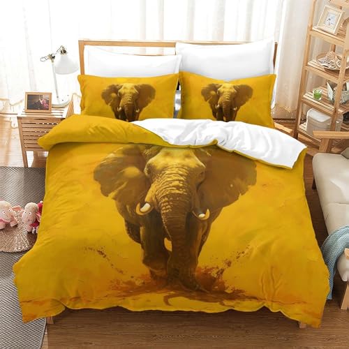 Housse de couette éléphants 3D ensemble de literie microfibre finition premium - 2