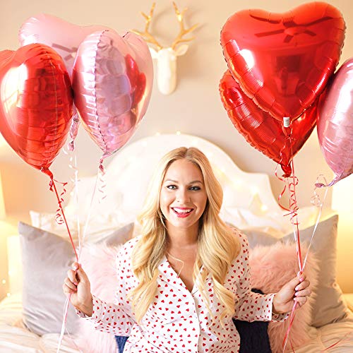 Red Heart Balloons 20 Heart Shaped Balloons + 1 I Love U Heart Foil Balloons For Valentines Day Wedding Anniversary Party Decorations #TOP3