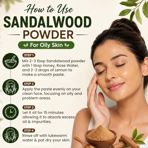 Image of 100% Pure Sandalwood Powder (200g) Natural Chandan Powder for Face Pack | Skin Brightening, Tan Care, Oil Control, Cooling Face Mask & DIY Skincare | No Preservatives, No Artificial Colours
