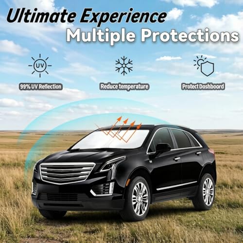 Image of Car Front Windshield Sun Shade for XT5 2017-2023, Car Window SunShades Shield Cover Visor Protector with 240T Reflective Fabric UV & Sun Heat Protection Accessories